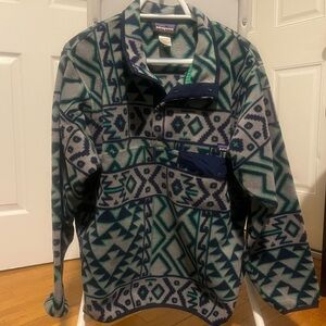 Patagonia Blue and Green Patterned Synchilla